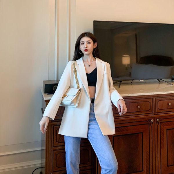 women's spring and autumn suit jacket waist small women's mid-length slim woman pl168 long coat 210506, White;black
women's spring and autumn suit jacket waist small women's mid-length slim woman pl168 long coat 210506, White;black
