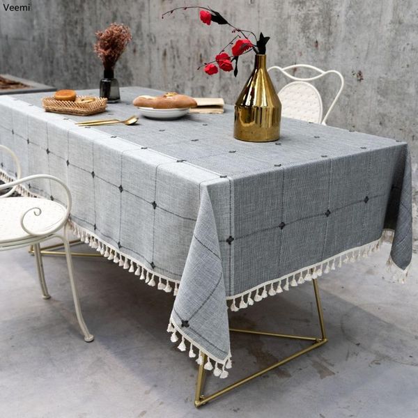 table cloth japan style cotton and linen grey grid embroidery tablecloth white tassels dining refrigerator cover
table cloth japan style cotton and linen grey grid embroidery tablecloth white tassels dining refrigerator cover