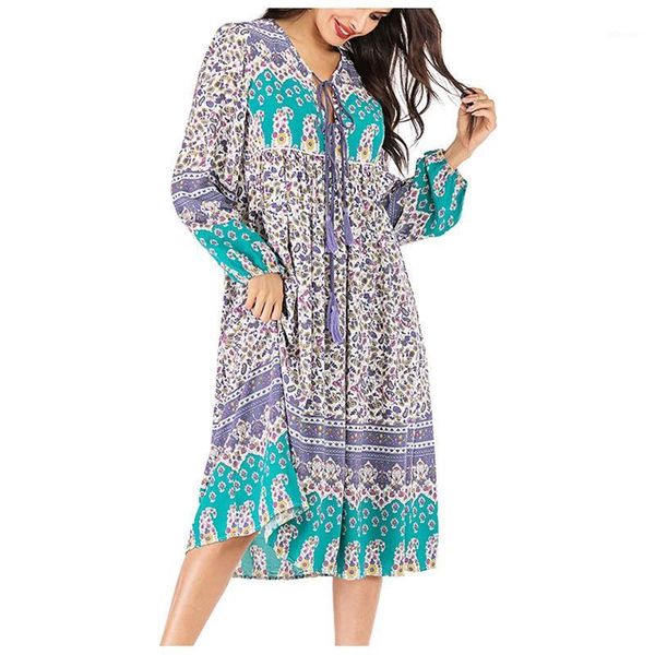 boho long dress for women long-sleeved floral print dresses retro v-neck fringed bohemian mid-length ladies women's swimwear, White;black
boho long dress for women long-sleeved floral print dresses retro v-neck fringed bohemian mid-length ladies women's swimwear, White;black