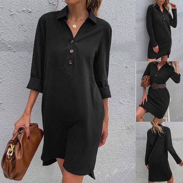 casual dresses fall style solid color single-breasted lapel long-sleeve loose european and american dress women's black, Black;gray
casual dresses fall style solid color single-breasted lapel long-sleeve loose european and american dress women's black, Black;gray