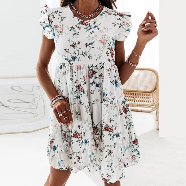 women's swimwear floral dress women summer casual sleeve big swing mini beach sundress ruffle cupcake vestidos robe longue femme, White;black
women's swimwear floral dress women summer casual sleeve big swing mini beach sundress ruffle cupcake vestidos robe longue femme, White;black