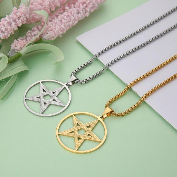 dawapara witchcraft pentagram pendant necklaces vintage amulet talisman stainless steel jewelry for men, Silver
dawapara witchcraft pentagram pendant necklaces vintage amulet talisman stainless steel jewelry for men, Silver