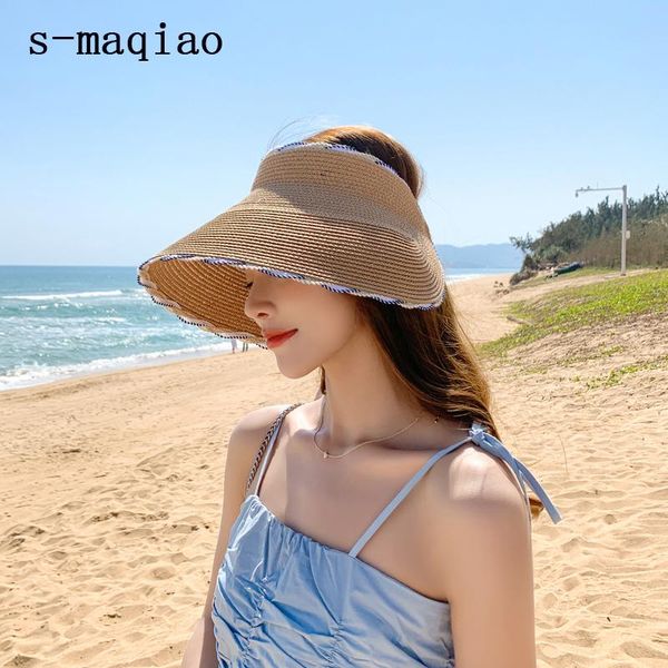 stylish simplicity summer straw hat for women foldable sun wide brim beach hats chapeau femme uv protection caps, Blue;gray
stylish simplicity summer straw hat for women foldable sun wide brim beach hats chapeau femme uv protection caps, Blue;gray