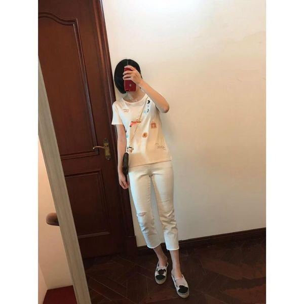 women's t-shirt women 2021 summer pink flower bird embroidery short sleeve t shirt, White
women's t-shirt women 2021 summer pink flower bird embroidery short sleeve t shirt, White