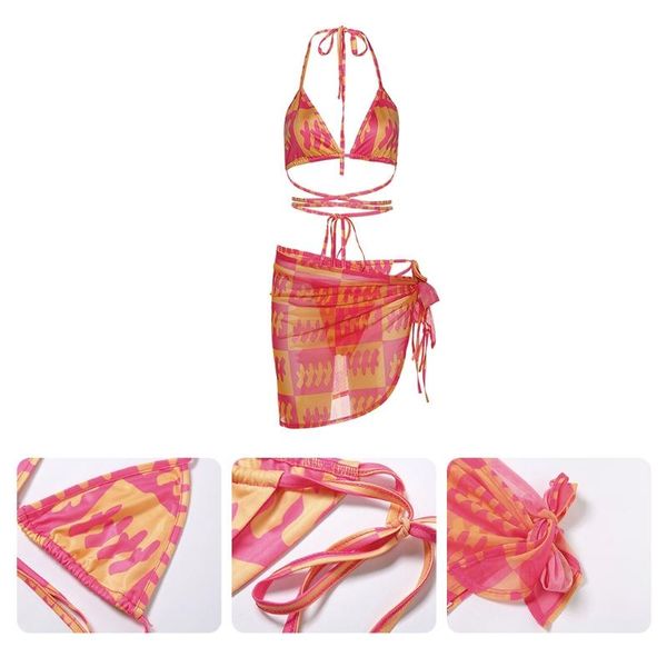women's swimwear h053 womens 3 piece contrast color plaid print bikini set halter string brazilian swimsuit with sarong cover up beach, White;black
women's swimwear h053 womens 3 piece contrast color plaid print bikini set halter string brazilian swimsuit with sarong cover up beach, White;black
