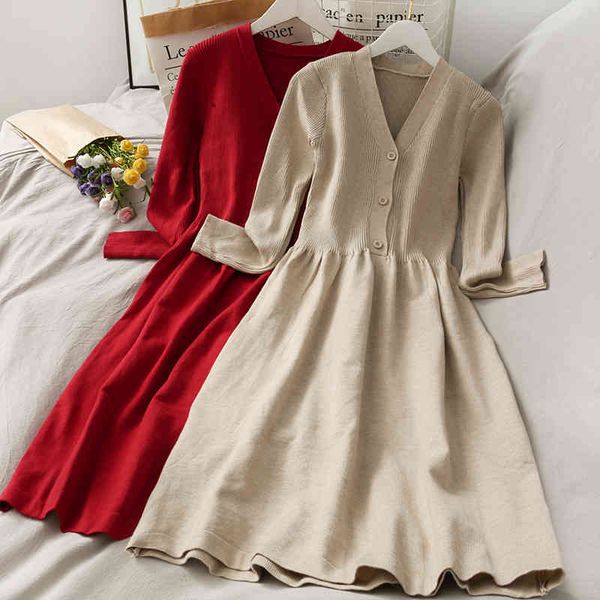 autumn winter sweater dress v-neck mid-length high waist womens solid color sweet casual base knitted 210420, Black;gray
autumn winter sweater dress v-neck mid-length high waist womens solid color sweet casual base knitted 210420, Black;gray