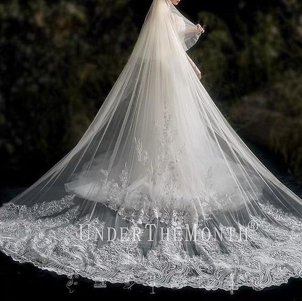 bridal veils 2021 luxury wedding veil with comb white cathedral 1t lace applique tulle 3.8m vintage two-layer long accessories, Black
bridal veils 2021 luxury wedding veil with comb white cathedral 1t lace applique tulle 3.8m vintage two-layer long accessories, Black