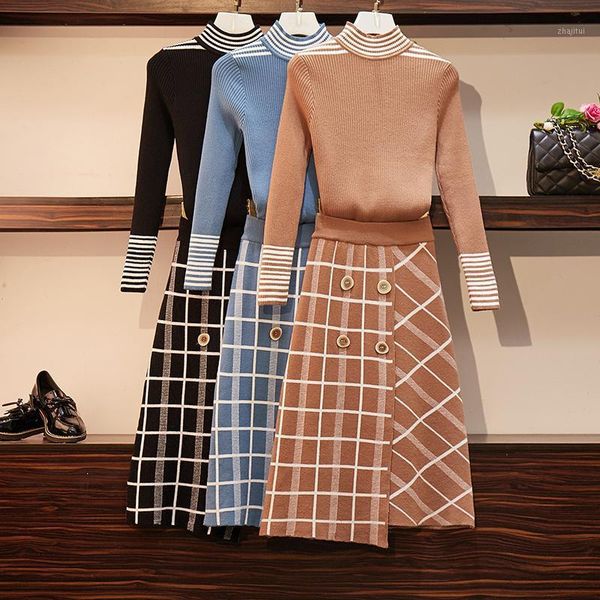 two piece dress 2 sets women fashion striped plaid knitting two-piece female sweater suits turtleneck mid calf skirt plus size, White
two piece dress 2 sets women fashion striped plaid knitting two-piece female sweater suits turtleneck mid calf skirt plus size, White