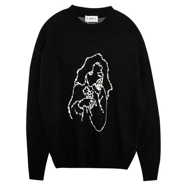 women black vintage sweater fashion autumn winter long sleeved fun jacquard pullover korean woman knitted sweaters 210525, White;black
women black vintage sweater fashion autumn winter long sleeved fun jacquard pullover korean woman knitted sweaters 210525, White;black