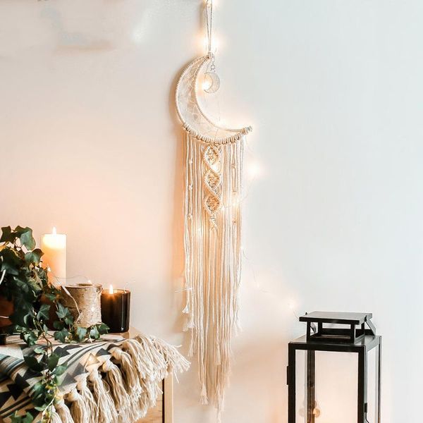 nordic hand made wind chimes cotton macrame tapestry bohemian moon wall hanging home decor woven knitted decorative objects & figurines
nordic hand made wind chimes cotton macrame tapestry bohemian moon wall hanging home decor woven knitted decorative objects & figurines