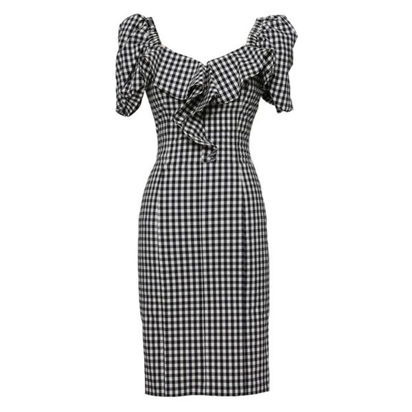 black blue plaid v neck ruffle puff short sleeve empire bag hip mini dress summer casual d1577 210514, Black;gray
black blue plaid v neck ruffle puff short sleeve empire bag hip mini dress summer casual d1577 210514, Black;gray