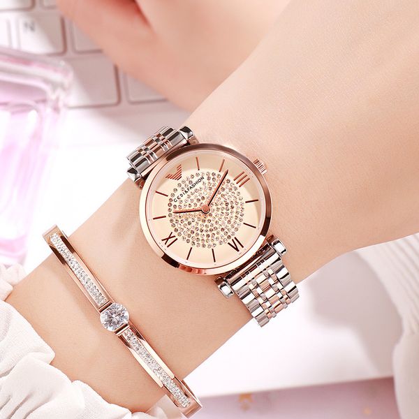 gedi fashion trend 's light luxury star quartz watch temperament steel band watch women, Slivery;brown
gedi fashion trend 's light luxury star quartz watch temperament steel band watch women, Slivery;brown