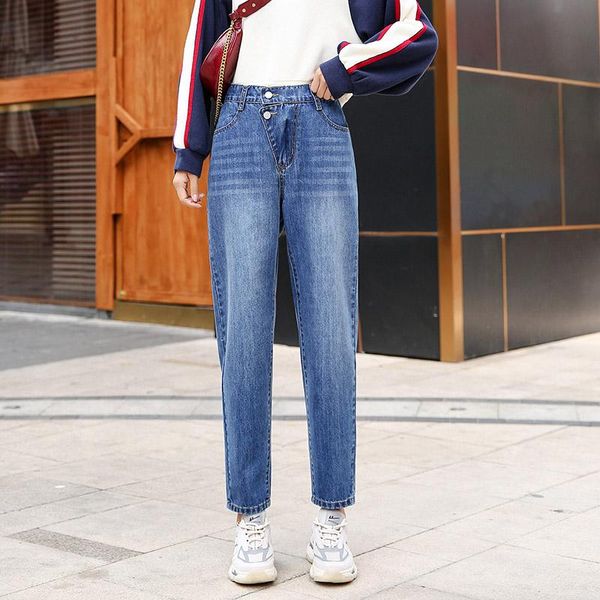 women simple blue elastic high waist loose straight harem jeans fashion ladies casual cotton ankle-length denim pants women's
women simple blue elastic high waist loose straight harem jeans fashion ladies casual cotton ankle-length denim pants women's
