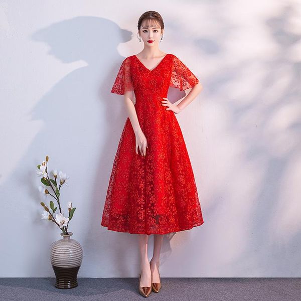 ethnic clothing flower appliques red cheongsam lace pleated bride wedding dress gown short v-neck qipao elegant bandage vestidos de fes
ethnic clothing flower appliques red cheongsam lace pleated bride wedding dress gown short v-neck qipao elegant bandage vestidos de fes