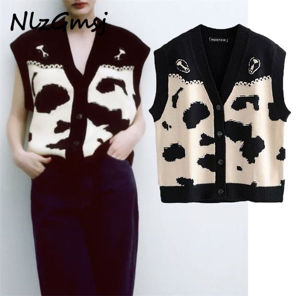 sweater vest vintage animal print sleeveless jacket women loose casual knitted woman office crop 210628, White;black
sweater vest vintage animal print sleeveless jacket women loose casual knitted woman office crop 210628, White;black