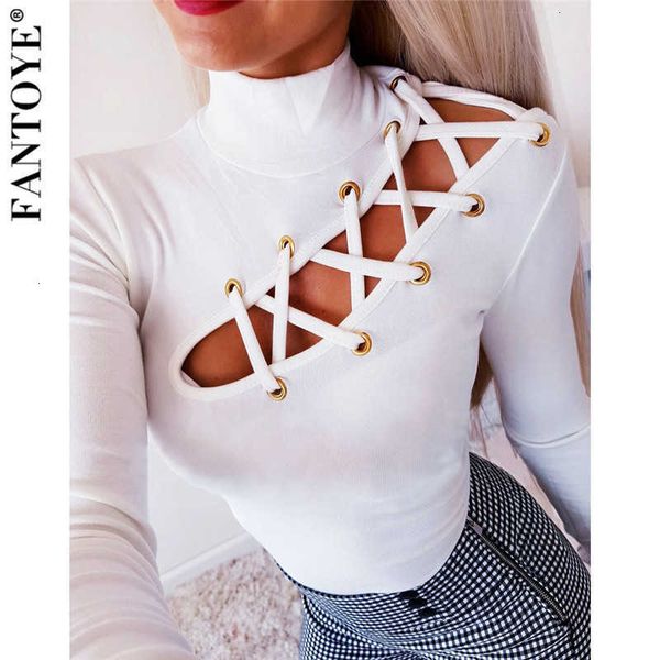 women's t-shirt hollow out tshirt autumn lace up turtleneck casual tees long sleeve office style streetwear xx9q, White
women's t-shirt hollow out tshirt autumn lace up turtleneck casual tees long sleeve office style streetwear xx9q, White