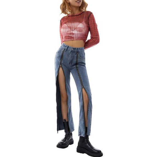 women's jeans women clothing pocket button denim zipper metal split hem middle waist casual party street loose sliming pants, Blue
women's jeans women clothing pocket button denim zipper metal split hem middle waist casual party street loose sliming pants, Blue