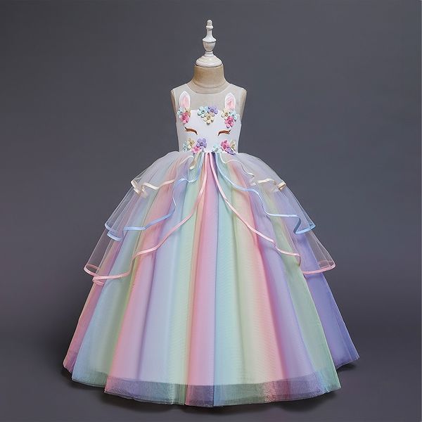 2021 summer new girl's dress Unicorn children's mesh rainbow poncho Princess Dress, White
2021 summer new girl's dress Unicorn children's mesh rainbow poncho Princess Dress, White