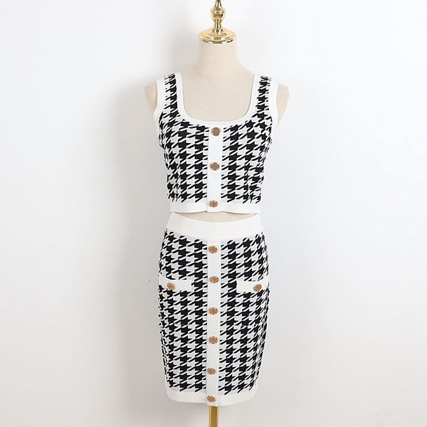 two piece dress camisole mini skirt knit suit fashion women set party clothes black plaid summer outfits 2021 uci1, White
two piece dress camisole mini skirt knit suit fashion women set party clothes black plaid summer outfits 2021 uci1, White