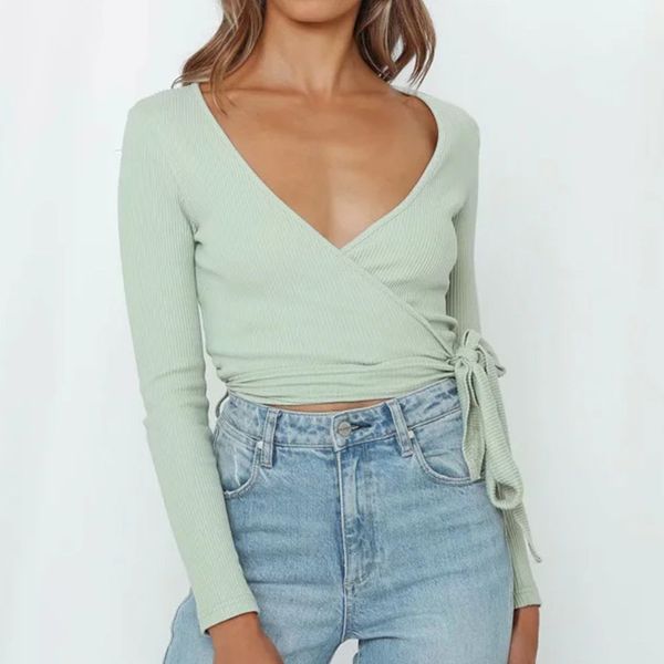 knitted ribbed lace up blouse women casual ladies khaki autumn winter crop v neck vintage blouse shirts 210415, White
knitted ribbed lace up blouse women casual ladies khaki autumn winter crop v neck vintage blouse shirts 210415, White