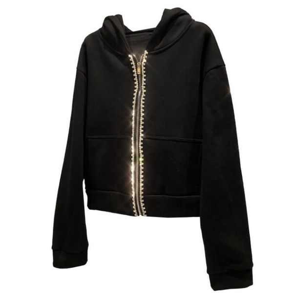 women's hoodies & sweatshirts 2021 autumn winter women fashion long sleeve diamond edge zipper plush hooded jacket casual fleece coat, Black
women's hoodies & sweatshirts 2021 autumn winter women fashion long sleeve diamond edge zipper plush hooded jacket casual fleece coat, Black