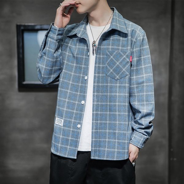 plaid 2021 shirt men's long sleeve korean fashion cool spring new casual coat, White;black
plaid 2021 shirt men's long sleeve korean fashion cool spring new casual coat, White;black