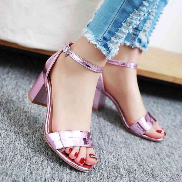 sandals fashion patent leather women summer shoes ankle buckle medium block heels woman office footwear qegd, Black
sandals fashion patent leather women summer shoes ankle buckle medium block heels woman office footwear qegd, Black