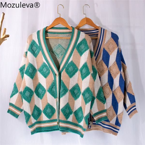 mozuleva female sweater autumn casual fashion buttons with cleavage v cardigan oversize diamond mesh, White
mozuleva female sweater autumn casual fashion buttons with cleavage v cardigan oversize diamond mesh, White