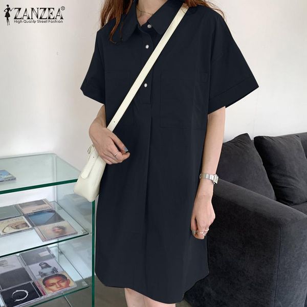 party dresses vintage solid shirt dress women's summer sundress casual short sleeve knee length vestidos female pockets robe oversize, White;black
party dresses vintage solid shirt dress women's summer sundress casual short sleeve knee length vestidos female pockets robe oversize, White;black