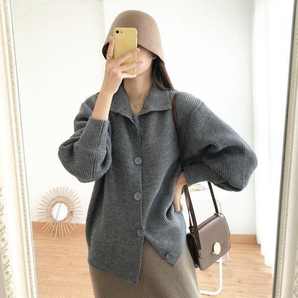 women's knits & tees knitted shirt single-breasted thick cardigan edition design feels loose women turtleneck coat, White
women's knits & tees knitted shirt single-breasted thick cardigan edition design feels loose women turtleneck coat, White
