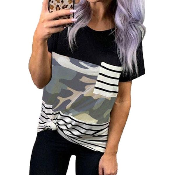women summer short sleeves t-shirt print stitching shirts round neckline e15e women's, White
women summer short sleeves t-shirt print stitching shirts round neckline e15e women's, White