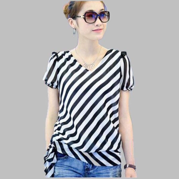 women's blouses & shirts 4xl plus size women spring summer style striped chiffon lady casual short lantern sleeve, White
women's blouses & shirts 4xl plus size women spring summer style striped chiffon lady casual short lantern sleeve, White