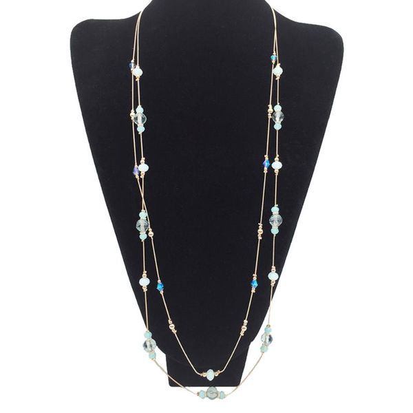 simple glass bead long chains necklace fashion trendy bohemian women statement collar gift accessories, Silver
simple glass bead long chains necklace fashion trendy bohemian women statement collar gift accessories, Silver