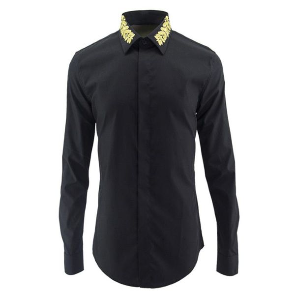 shirts men long sleeve cotton mens dress fashion gold thread embroidery slim fit man plus size men's casual, White;black
shirts men long sleeve cotton mens dress fashion gold thread embroidery slim fit man plus size men's casual, White;black