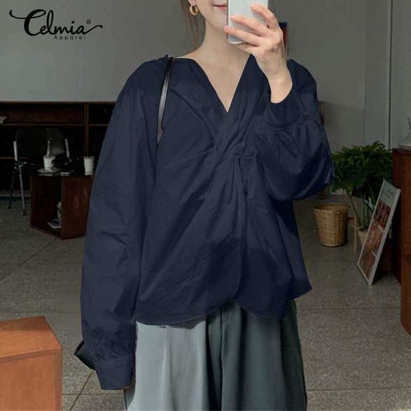 women's blouses & shirts blouses celmia elegant office lady women fashion knotted pleated casual loose long sleeve v-neck party solid, White
women's blouses & shirts blouses celmia elegant office lady women fashion knotted pleated casual loose long sleeve v-neck party solid, White