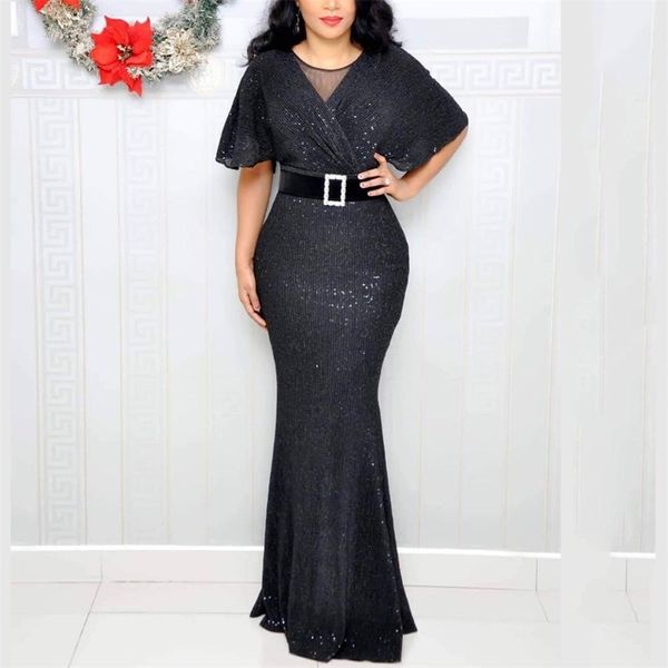 african elegant dress women for wedding party long black sequined mermaid floor length high waist bodycon dresses vestidos 210510, Black;gray
african elegant dress women for wedding party long black sequined mermaid floor length high waist bodycon dresses vestidos 210510, Black;gray