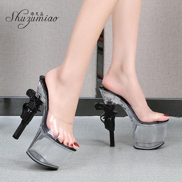 shuzumiao women sandals pvc transparent 17cm stripper high heel slippers summer fashion strange style slide mules, Black
shuzumiao women sandals pvc transparent 17cm stripper high heel slippers summer fashion strange style slide mules, Black