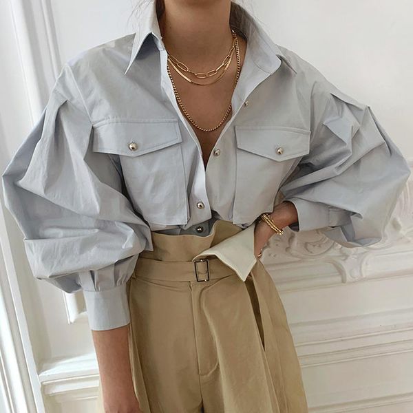 women's blouses & shirts elegant office work blouse women 2021 solid casual loose shirt ladies long sleeve blusas, White
women's blouses & shirts elegant office work blouse women 2021 solid casual loose shirt ladies long sleeve blusas, White