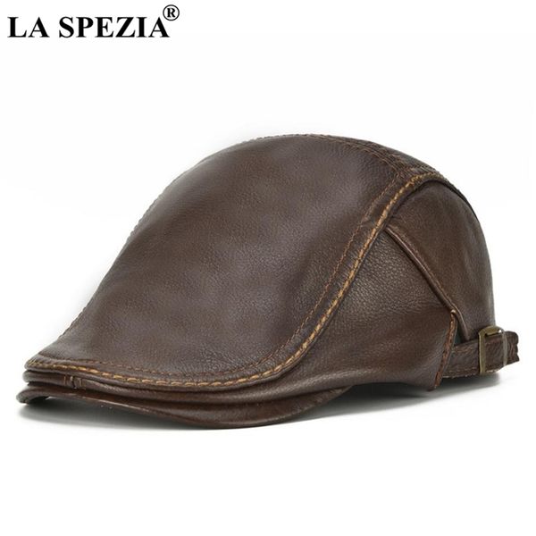 la spezia autumn winter flat caps for men brown adjustable duckbill hats male real cowhide leather classic high-end driving, Black;white
la spezia autumn winter flat caps for men brown adjustable duckbill hats male real cowhide leather classic high-end driving, Black;white