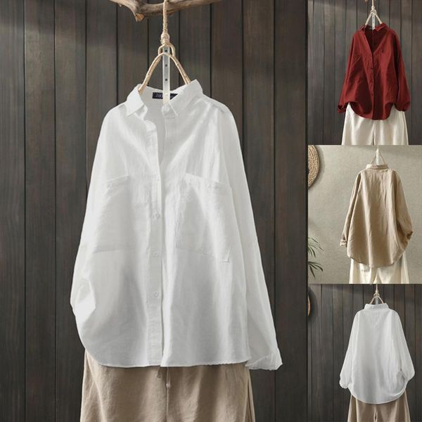 women's blouses & shirts 2022 fashion spring casual blouse vintage solid button down blusas female lapel tunic oversized 5xl, White
women's blouses & shirts 2022 fashion spring casual blouse vintage solid button down blusas female lapel tunic oversized 5xl, White