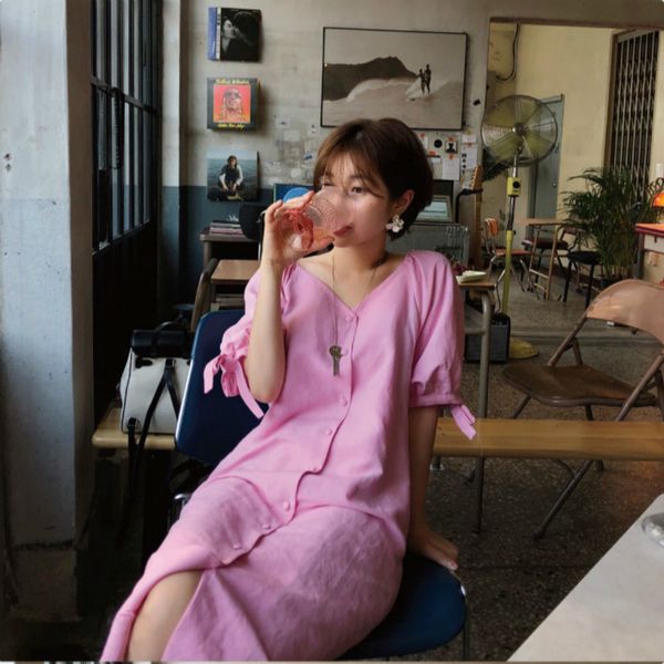 casual dresses women summer long pink shirt dress puff sleeve big v neck straight vestidos robe femme ete vintage sukienki sommerk, Black;gray
casual dresses women summer long pink shirt dress puff sleeve big v neck straight vestidos robe femme ete vintage sukienki sommerk, Black;gray