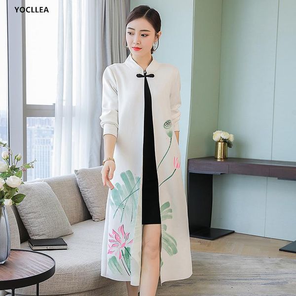 women's trench coats 2021 autumn wear coat hand painted prints retro style cardigan long buckle collar print vestido, Tan;black
women's trench coats 2021 autumn wear coat hand painted prints retro style cardigan long buckle collar print vestido, Tan;black