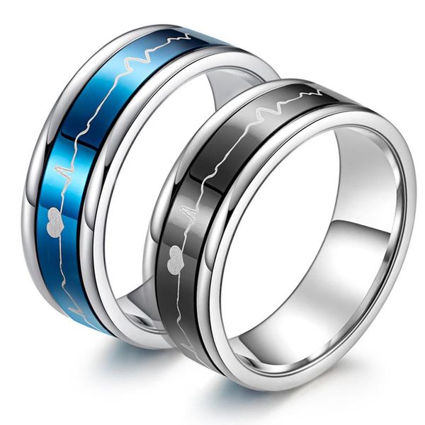 wedding rings romantic couple titanium steel bands black blue rotatable ecg heart beat his and her promise special gifts, Slivery;golden
wedding rings romantic couple titanium steel bands black blue rotatable ecg heart beat his and her promise special gifts, Slivery;golden