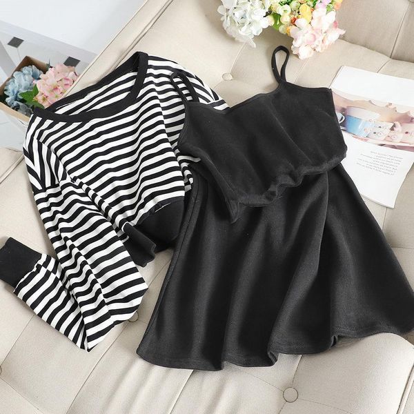 striped sweater suspender skirt two womenpant piece set korean casual student girl suit sets for women clothing, White
striped sweater suspender skirt two womenpant piece set korean casual student girl suit sets for women clothing, White
