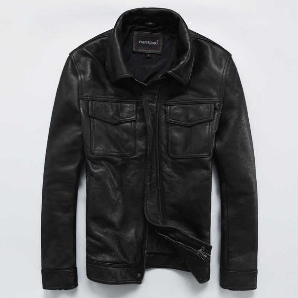 men's leather & faux autumn genuine jacket cow short lapels thickening slim motorcycle male, Black
men's leather & faux autumn genuine jacket cow short lapels thickening slim motorcycle male, Black