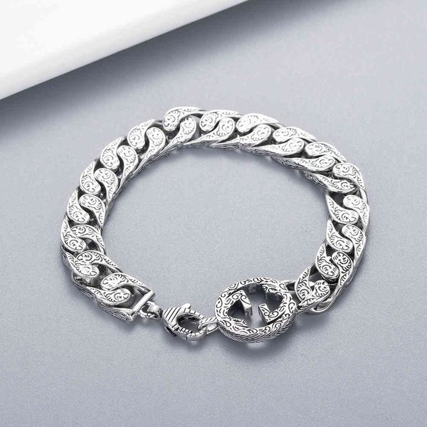 2021 new double antique pattern bracelet fashion personality exaggeration whip chain trendy thai silver hand jewelry, Black
2021 new double antique pattern bracelet fashion personality exaggeration whip chain trendy thai silver hand jewelry, Black