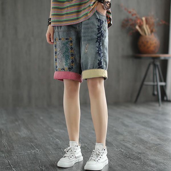 summer fashion vintage embroidery women shorts ripped contrast color patchwork half sleeve high waist denim casual elastic female chic, White;black
summer fashion vintage embroidery women shorts ripped contrast color patchwork half sleeve high waist denim casual elastic female chic, White;black