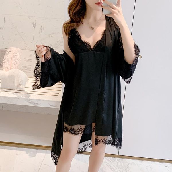 bride satin bridesmaid wedding robe women sleepwear bathrobe lace intimate lingerie soft kimono gown nightdress with pads women's, Black;red
bride satin bridesmaid wedding robe women sleepwear bathrobe lace intimate lingerie soft kimono gown nightdress with pads women's, Black;red