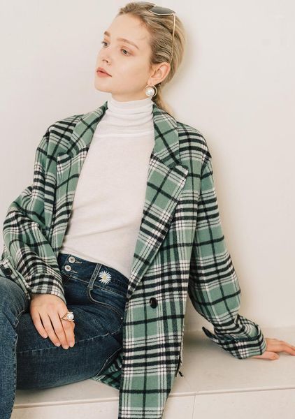 women's wool & blends clothing 2021 winter korean loose straight cylinder checkered coat tweed, Black
women's wool & blends clothing 2021 winter korean loose straight cylinder checkered coat tweed, Black