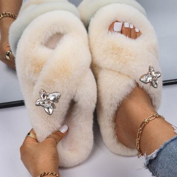 slippers fluffy designer fur slides women crystal butterfly faux sandals fashion rhinestone platform female shoes, Black
slippers fluffy designer fur slides women crystal butterfly faux sandals fashion rhinestone platform female shoes, Black